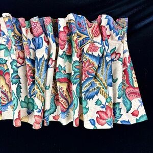 2 Vintage Cotton Chintz Valance Panels Floral Rod Pockets 12 ft X 15 in Colorful